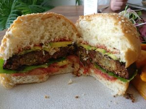 Inside the honest burger at Vibe Cafe in Phnom Penh