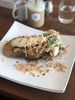 Peanut Butter Banana toast! at Vibe Cafe in Phnom Penh