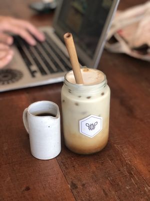 Iced Latte with Cashew Mylk at Vibe Cafe in Phnom Penh