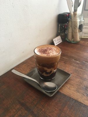 Spanish bombom coffee at Vibe Cafe in Phnom Penh