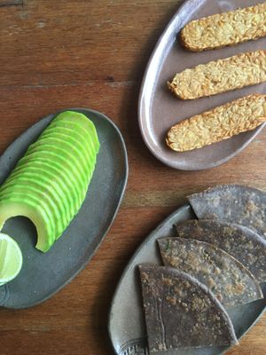 Buckwheat flatbread, tempeh at Vibe Cafe in Phnom Penh