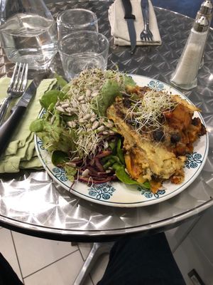 Vegan lasagne at Chez Vegetayelle and Co. in Toulouse