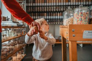 "Oh Dady, can i have some of these" at Tante Olga - Organic Zero Waste Store in Cologne