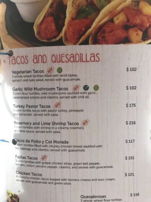 Menu  at 100% Natural in Playa Del Carmen