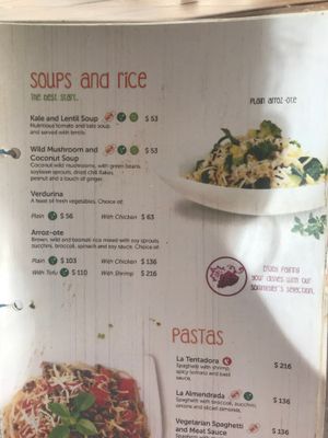 Menu at 100% Natural in Playa Del Carmen