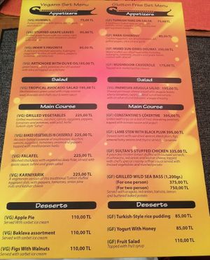 Vegan Menu & Gluten Free Menu at Constantine's Ark in Istanbul