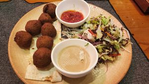 Overcooked falafel at Constantine's Ark in Istanbul