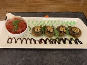 fig dessert, too sweet for me at Constantine's Ark in Istanbul