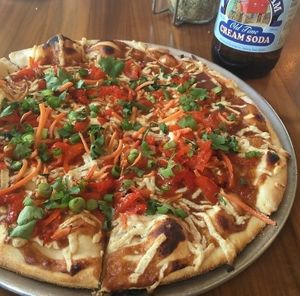 vegan cheese! at Gusto Pizza in Des Moines