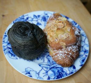 Almond croissant & Black Sesame Roll at VG Pâtisserie in Paris