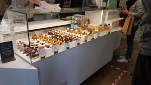 Pasteries display at VG Pâtisserie in Paris