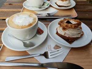 Paris-Brest and a coffee! (Pre-covid times). at VG Pâtisserie in Paris