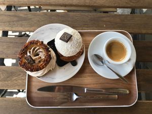 Desserts and espresso at VG Pâtisserie in Paris