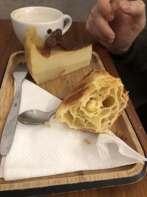 croissant, flan cake  at VG Pâtisserie in Paris