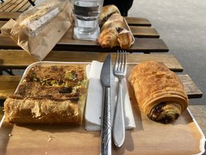 Quiche, Pain au Chocolat  at VG Pâtisserie in Paris