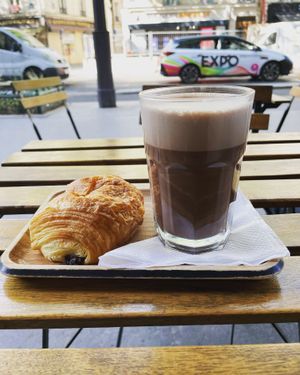 Pain au Chocolat and chocolat Chaud  at VG Pâtisserie in Paris