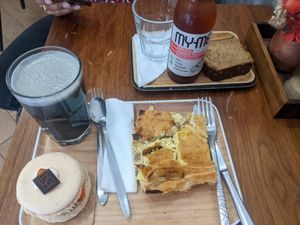 I accidentally had a bite before taking a photo! The quiche and the hazelnut cake were both soooo good at VG Pâtisserie in Paris