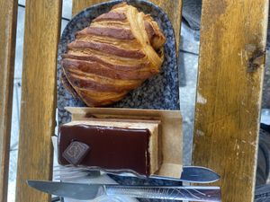 Cake and croissant  at VG Pâtisserie in Paris