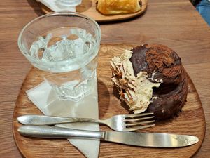 Chocolate pastry caramel filled swirl at VG Pâtisserie in Paris