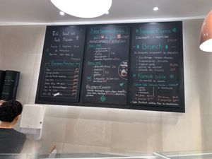Menu w/ prices at VG Pâtisserie in Paris