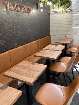 Interior seating  at VG Pâtisserie in Paris