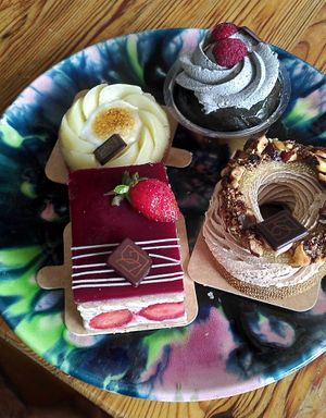 Fraisier, tarte citron, baba au rhum et paris-brest at VG Pâtisserie in Paris