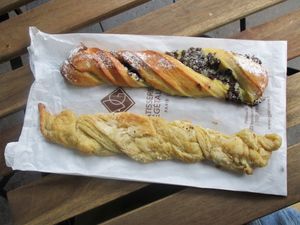 Sacristain and brioche suisse at VG Pâtisserie in Paris