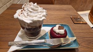 Chocolat chaud au lait d amande + valentine at VG Pâtisserie in Paris