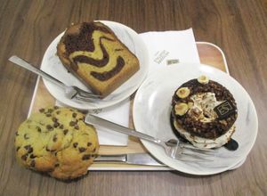 Cake marbré, cookie cacahuètes-chocolat, Paris-Brest at VG Pâtisserie in Paris