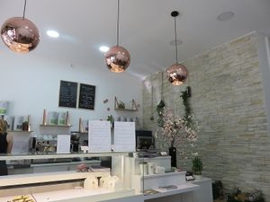 interior and counter VG Patisserie at VG Pâtisserie in Paris