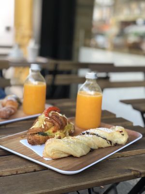 Cheese and veggie croissant and brioche  at VG Pâtisserie in Paris