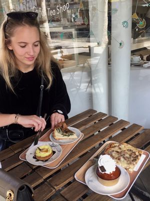 Quiche, lemon tarte, “pizza” bread and rhum cake at VG Pâtisserie in Paris