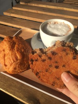Cookie, pain au chocolat, chocolat chaud at VG Pâtisserie in Paris
