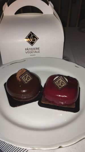 Chocolate and cherry pastries at VG Pâtisserie in Paris
