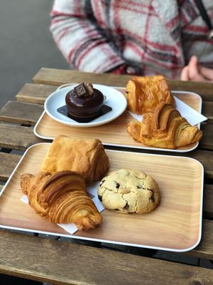 Vegan croissants (SO GOOD!), vegan chocolate croissants, cookies and more!! 😍 at VG Pâtisserie in Paris