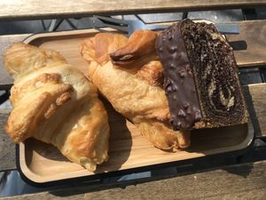 Croissants and marble cake at VG Pâtisserie in Paris
