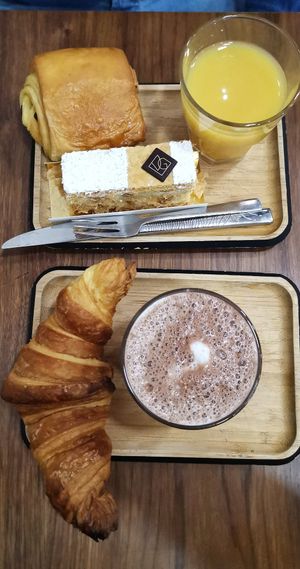 Array of breakfast treats at VG Pâtisserie in Paris