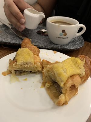 Croissant with mushrooms and veg cheese at VG Pâtisserie in Paris