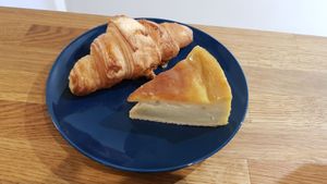 Croissant and flan at VG Pâtisserie in Paris