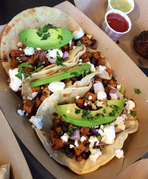 Sweet Potato & Black Bean Tacos at WongWayVeg - Food Truck in Denver