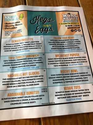 That day’s menu at WongWayVeg - Food Truck in Denver