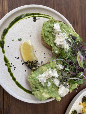 Avocado toast with vegan feta   at Combi in Byron Bay