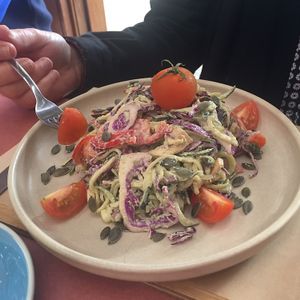 Raw Zucchini Pasta, with Cashew Cream at Combi in Byron Bay