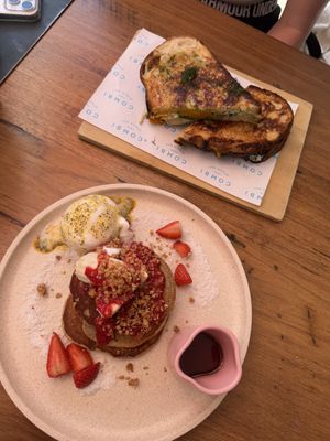 Vegan pancakes and toastie!😍  at Combi in Byron Bay