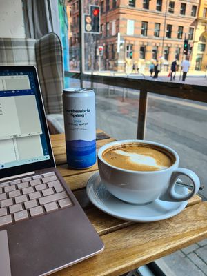 Latte with coconut milk at Chapter One in Manchester