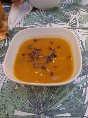 Sopa del día (calabaza) at Musgo in Aveiro