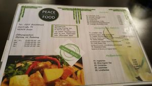 Speisekarte  at Peace Food in Essen