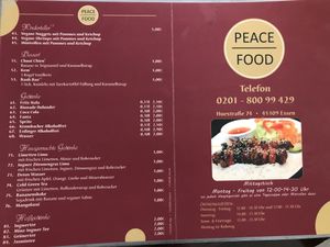 Menu 2 at Peace Food in Essen