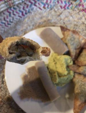 Inside veggie sambussas   at Ras Kassa's in Lafayette