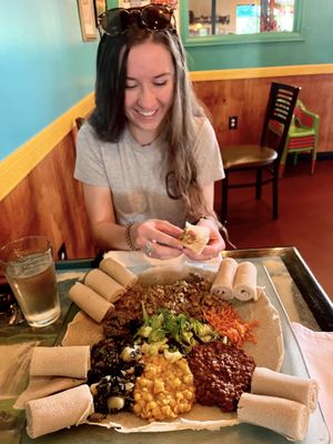 Veggie combo (and not a veggie combo)  at Ras Kassa's in Lafayette